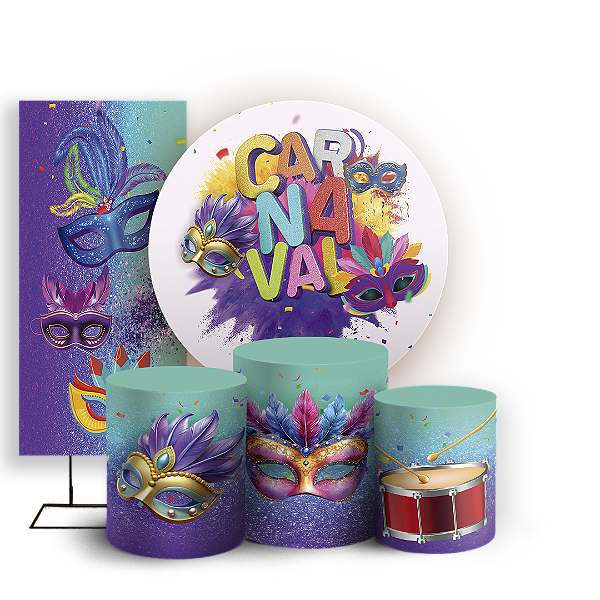 KIT Redondo Trio e Faixa - Carnaval - Sublimado 3D