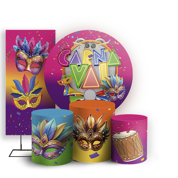 KIT Redondo Trio e Faixa - Carnaval - Sublimado 3D