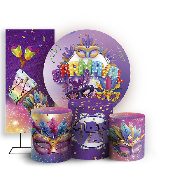 KIT Redondo Trio e Faixa - Carnaval - Sublimado 3D