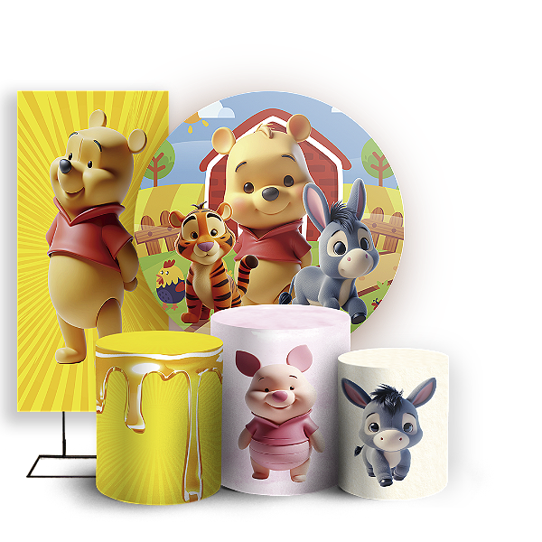 KIT Redondo Trio e Faixa - Ursinho Pooh - Sublimado 3D