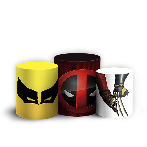 Trio Cilindro - Wolverine E Deadpool - Sublimado 3D