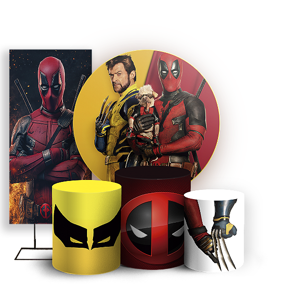 KIT Redondo Trio e Faixa - Wolverine E Deadpool - Sublimado 3D