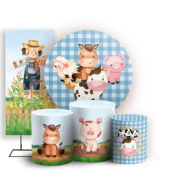 KIT Redondo Trio e Faixa - Fazendinha - Sublimado 3D