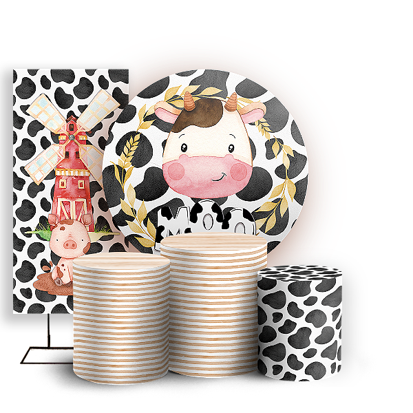 KIT Redondo Trio e Faixa - Fazendinha - Sublimado 3D