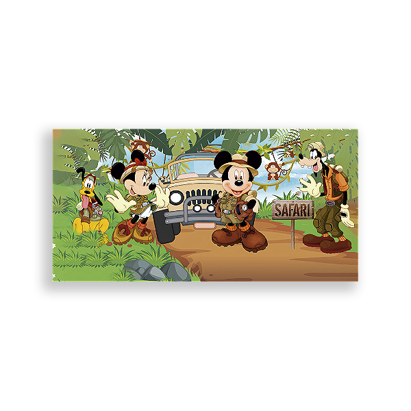 Painel Retangular - Mickey Mouse Safari - Sublimado 3D
