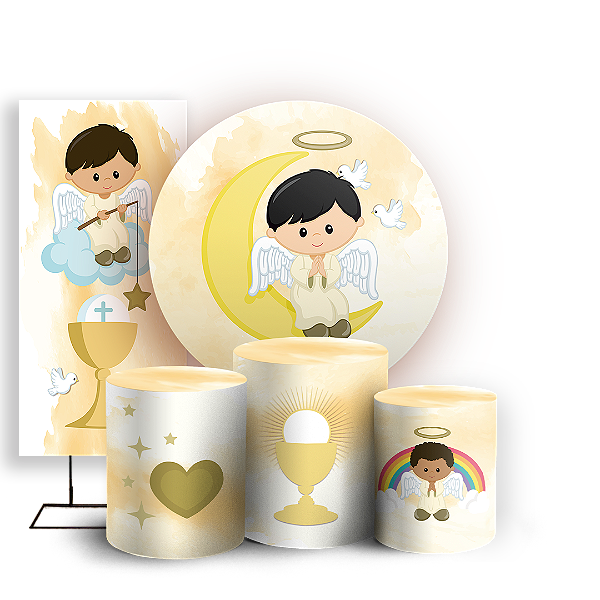 KIT Redondo Trio e Faixa - Batizado - Sublimado 3D