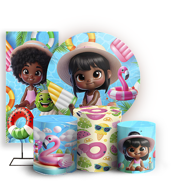 KIT Redondo Trio e Faixa - Pool Party - Sublimado 3D