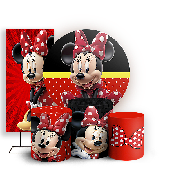 KIT Redondo Trio e Faixa - Minnie - Sublimado 3D