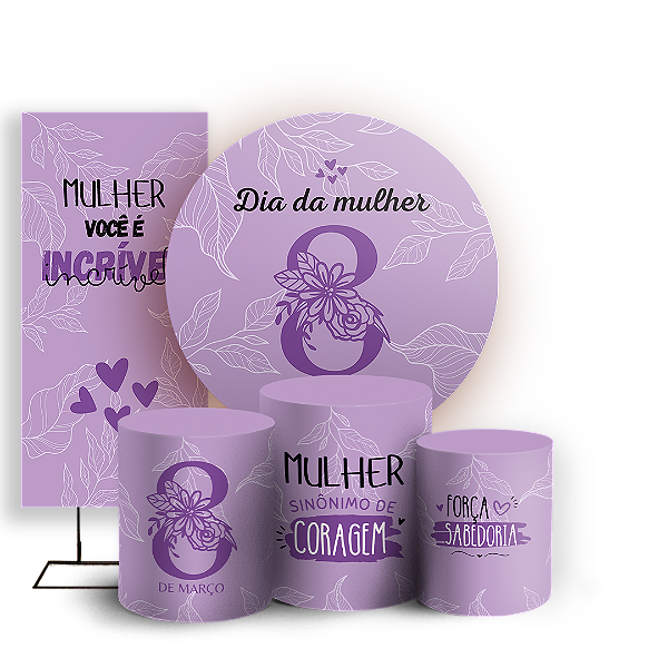 KIT Redondo Trio e Faixa - Dia da Mulher - Sublimado 3D