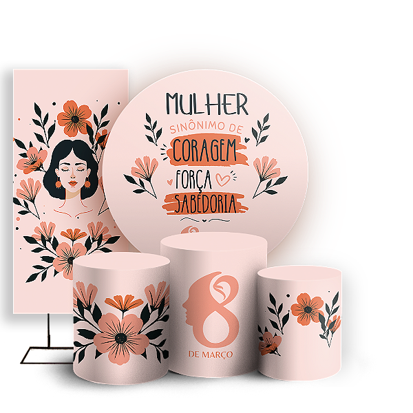 KIT Redondo Trio e Faixa - Dia da Mulher - Sublimado 3D