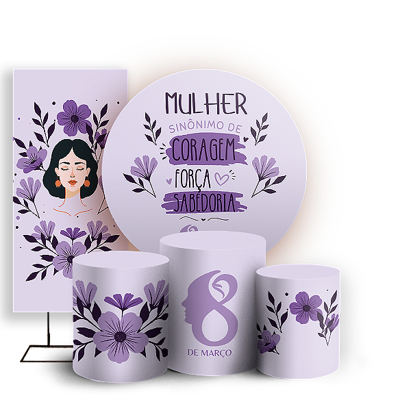 KIT Redondo Trio e Faixa - Dia da Mulher - Sublimado 3D