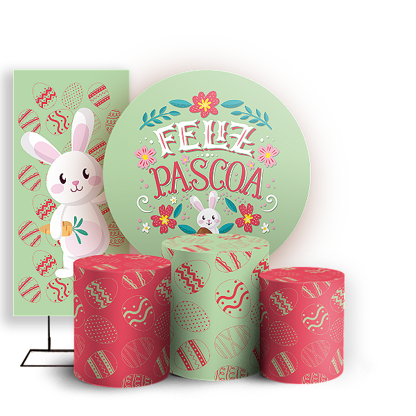 KIT Redondo Trio e Faixa - Páscoa - Sublimado 3D