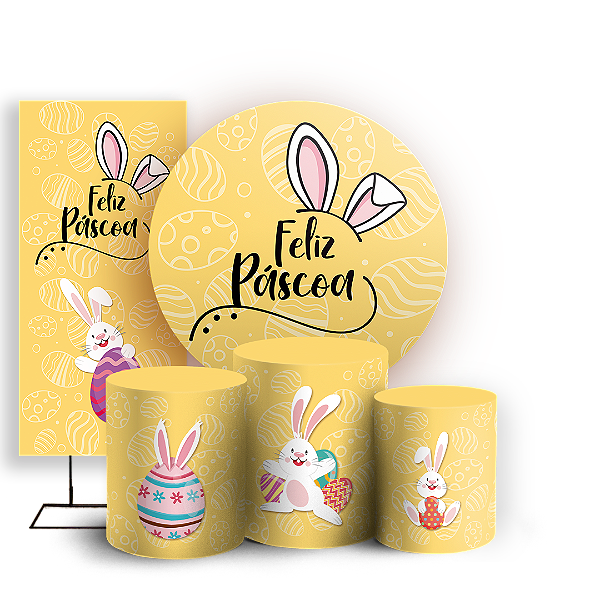 KIT Redondo Trio e Faixa - Páscoa - Sublimado 3D