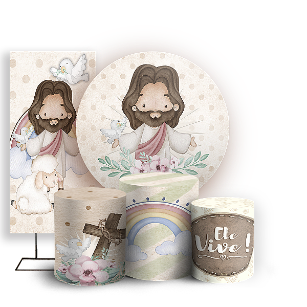 KIT Redondo Trio e Faixa - Páscoa - Sublimado 3D