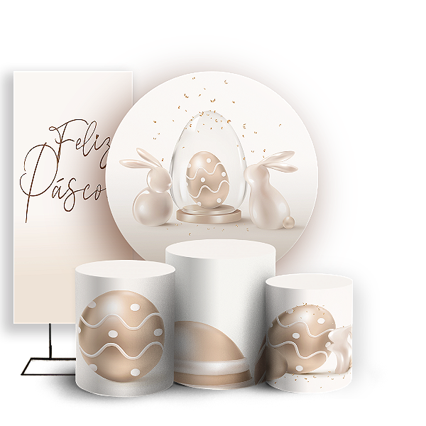 KIT Redondo Trio e Faixa - Páscoa - Sublimado 3D
