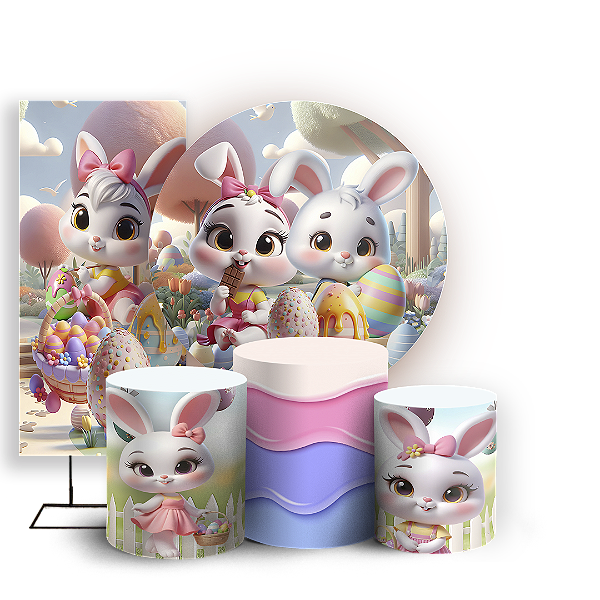 KIT Redondo Trio e Faixa - Páscoa - Sublimado 3D