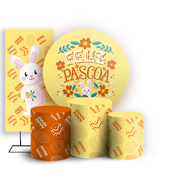 KIT Redondo Trio e Faixa - Páscoa - Sublimado 3D
