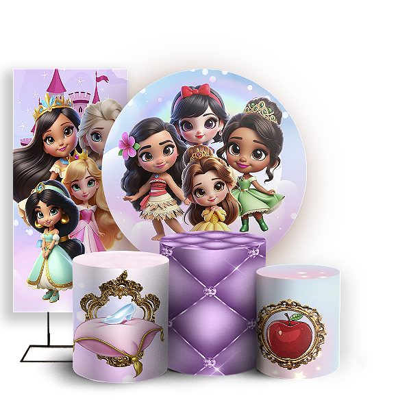 KIT Redondo Trio e Faixa - Princesas - Sublimado 3D