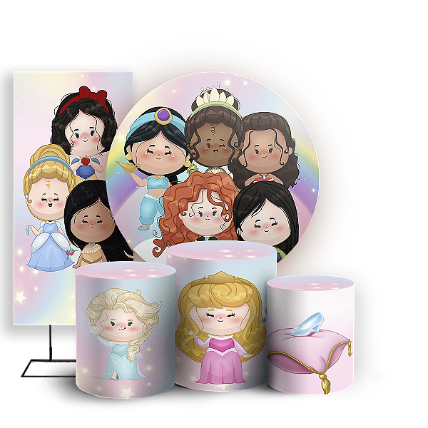 KIT Redondo Trio e Faixa - Princesas - Sublimado 3D