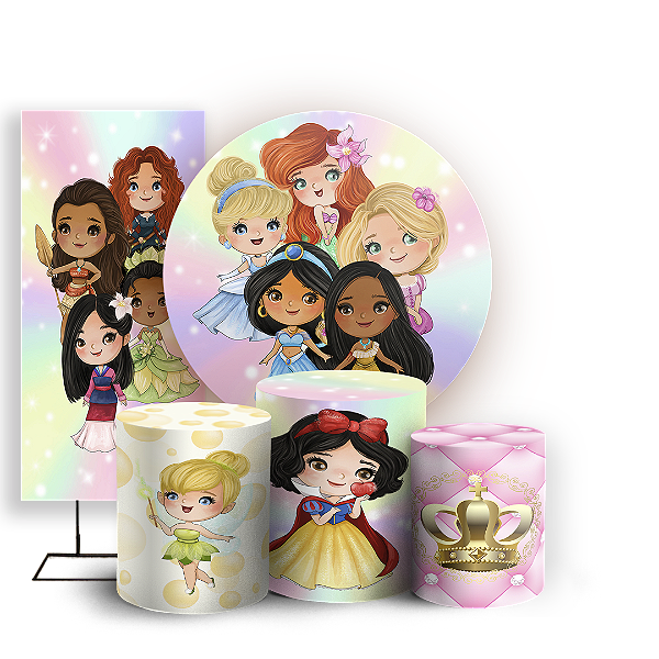 KIT Redondo Trio e Faixa - Princesas - Sublimado 3D