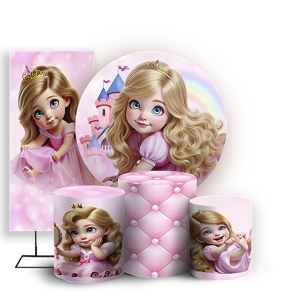 KIT Redondo Trio e Faixa - Princesa - Sublimado 3D