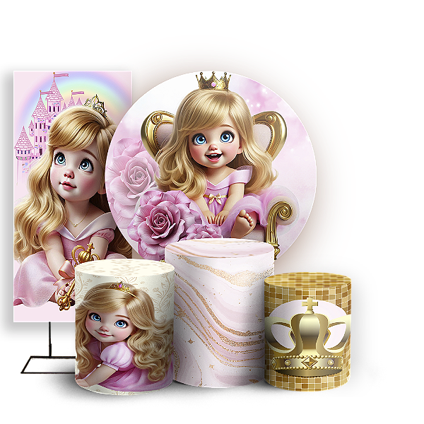 KIT Redondo Trio e Faixa - Princesa - Sublimado 3D