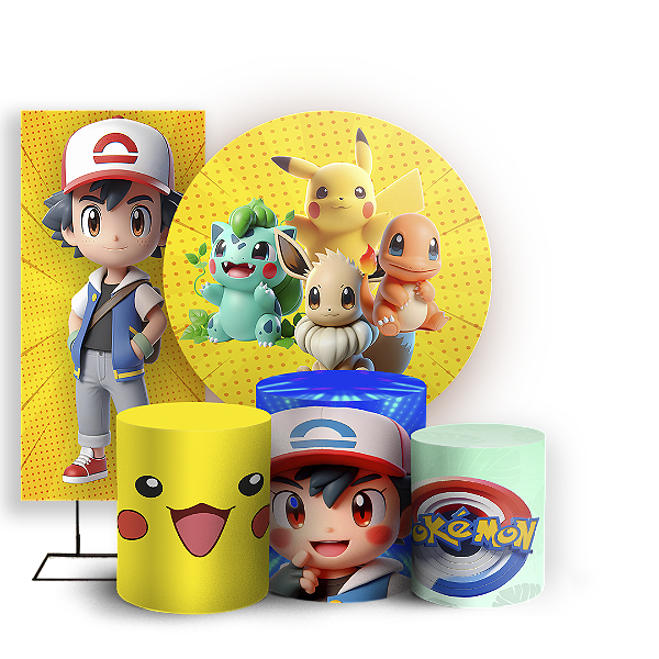 KIT Redondo Trio e Faixa - Pokemon - Sublimado 3D