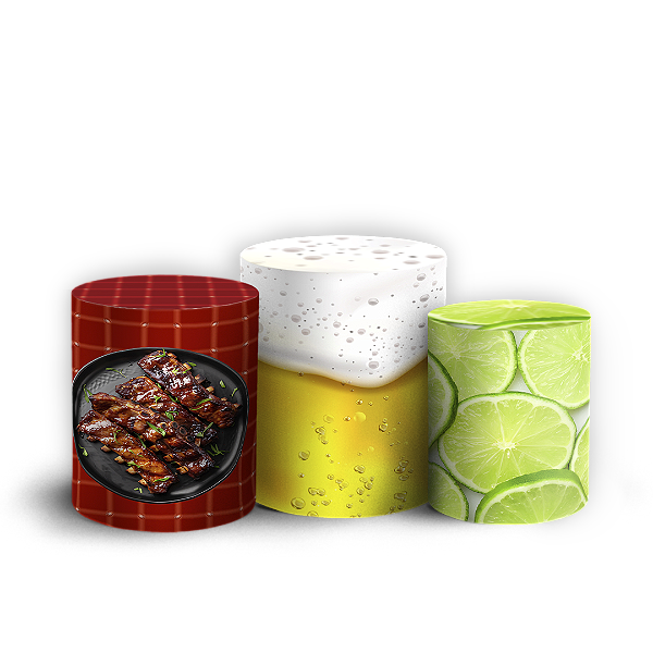 Trio Cilindro - Churrasco - Sublimado 3D