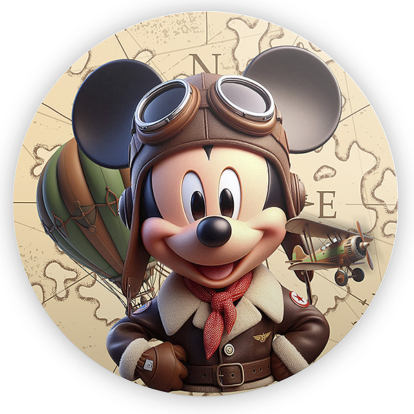 Painel Redondo - Mickey Aviador - Sublimado 3D