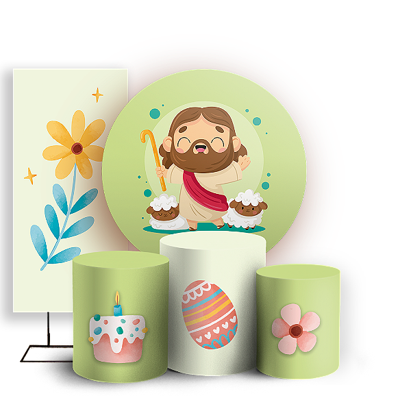 KIT Redondo Trio e Faixa - Pascoa - Sublimado 3D