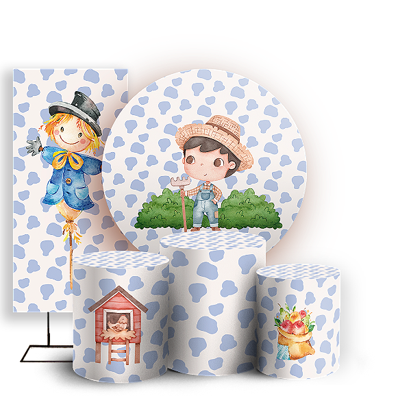 KIT Redondo Trio e Faixa - Fazendinha - Sublimado 3D