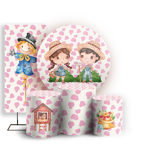 KIT Redondo Trio e Faixa - Fazendinha - Sublimado 3D