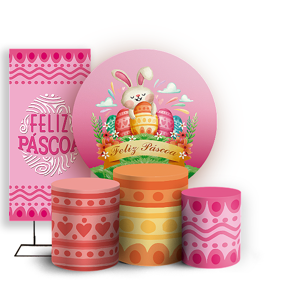 KIT Redondo Trio e Faixa - Páscoa - Sublimado 3D
