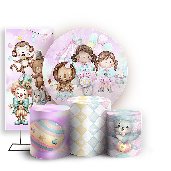 KIT Redondo Trio e Faixa - Circo - Sublimado 3D