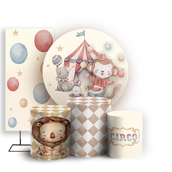 KIT Redondo Trio e Faixa - Circo - Sublimado 3D