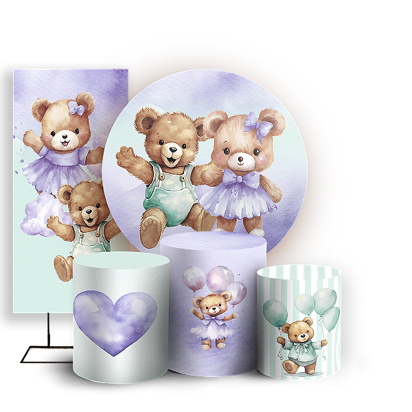 KIT Redondo Trio e Faixa - Chá Revelaçao - Sublimado 3D