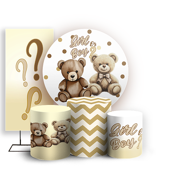 KIT Redondo Trio e Faixa - Chá Revelação - Sublimado 3D