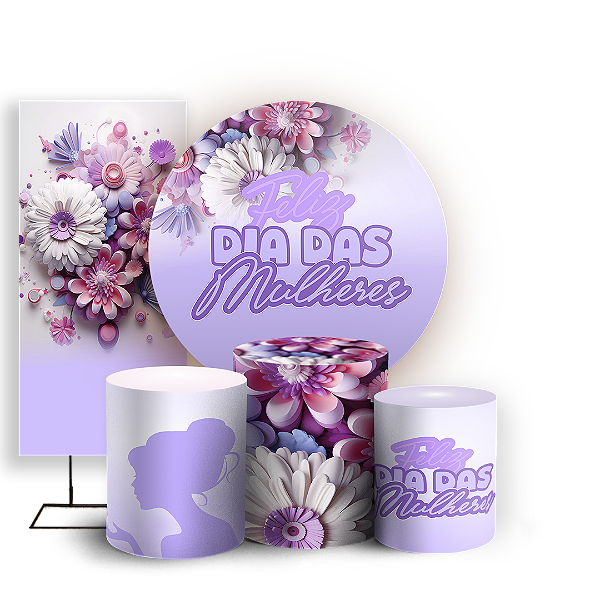 KIT Redondo Trio e Faixa - Dia Das Mulheres - Sublimado 3D