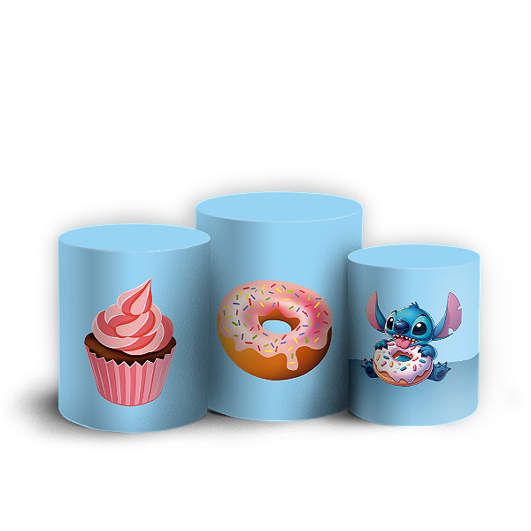 Trio Cilindro - Stitch Confeitaria - Sublimado 3D