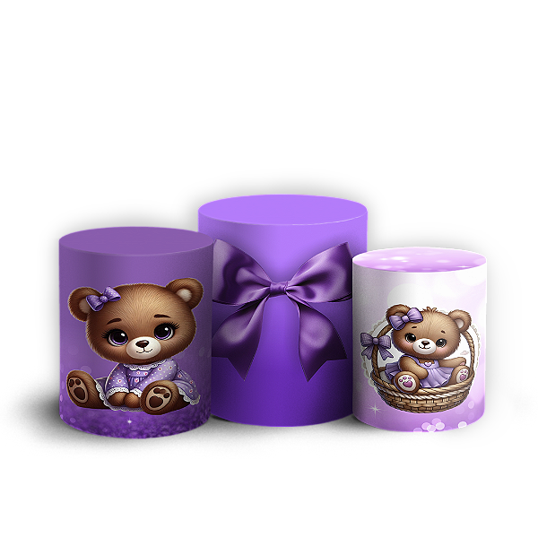 Trio Cilindro - Ursinha Roxa - Sublimado 3D