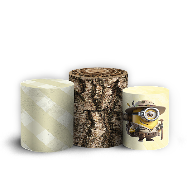 Trio Cilindro - Minions Safari - Sublimado 3D