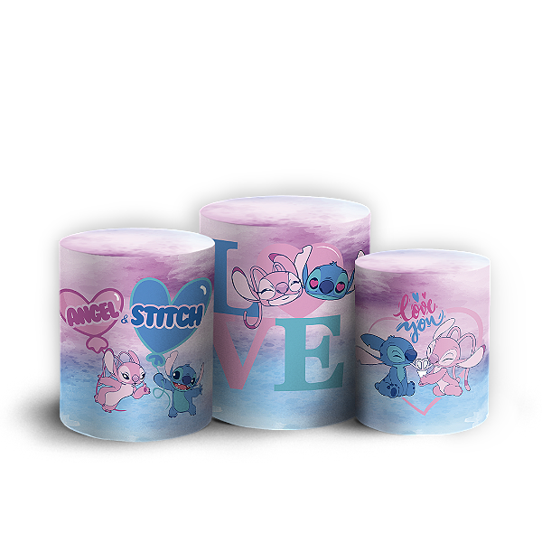 Trio Cilindro - Lilo Stitch Angel - Sublimado 3D