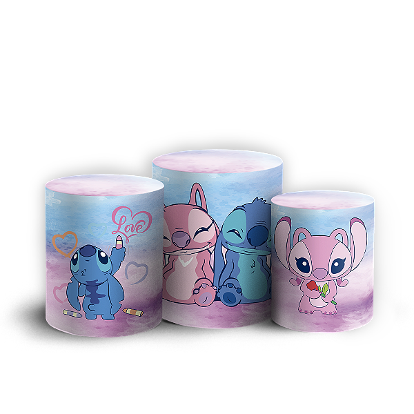 Trio Cilindro - Lilo Stitch Angel - Sublimado 3D