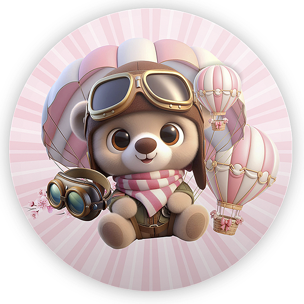 Painel Redondo - Ursinho Baloeiro - Sublimado 3D