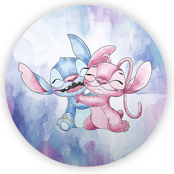 Painel Redondo - Lilo Stitch Angel - Sublimado 3D