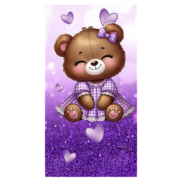 Faixa Lateral - Ursinha Roxa - Sublimado 3D