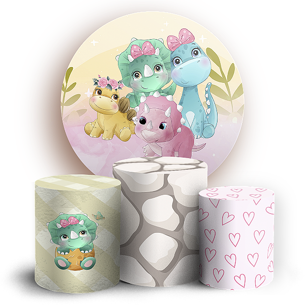 KIT Redondo e Trio - Dinossauro - Sublimado 3D