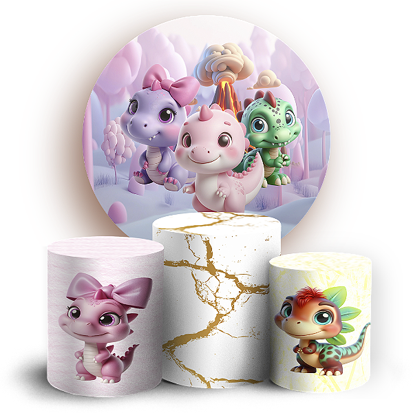 KIT Redondo e Trio - Dinossauro - Sublimado 3D