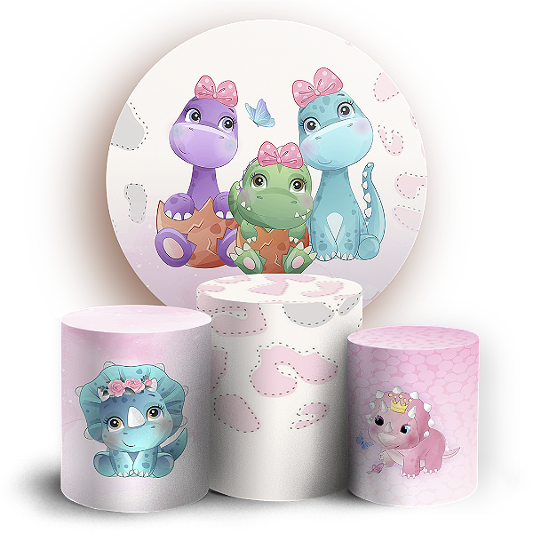 KIT Redondo e Trio - Dinossauro - Sublimado 3D