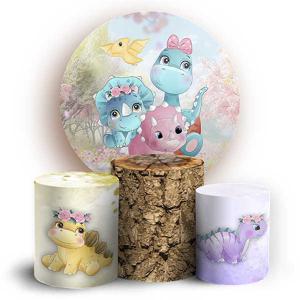 KIT Redondo e Trio - Dinossauro - Sublimado 3D